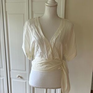 & Other Stories Cream Wrap Blouse 4